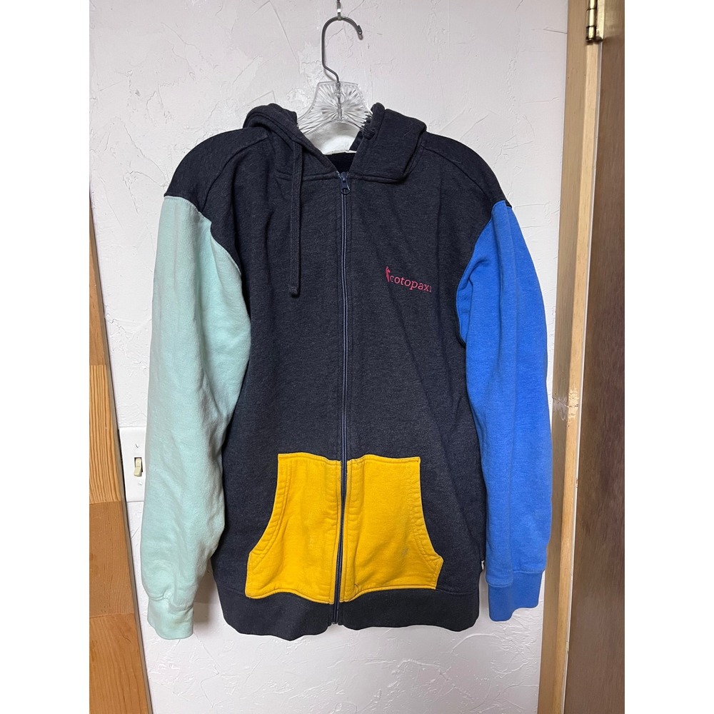 Cotopaxi Colorblock Full Zip‎ Hoodie Sweatshirt Men's XL Gray Blue Mint Yellow